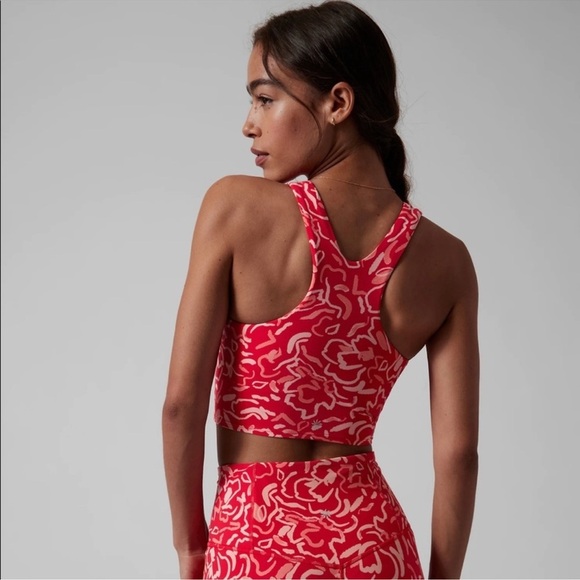 Athleta Conscious Crop Tank Abstract Floral Print Red Pink Women’s S - Picture 5 of 9